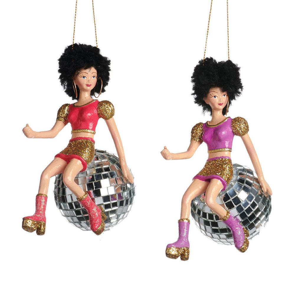 Other Christmas decorations - + DISCO BALL LADY ORN ASS/2 MULTI 14CM - GOODWILL M&G