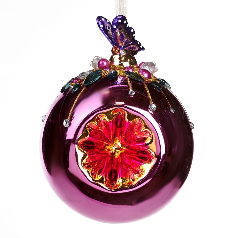 Other Christmas decorations - GLSS PORC.REFL.BUTTERFLY BALL MULTI 13,5CM handm. - GOODWILL M&G