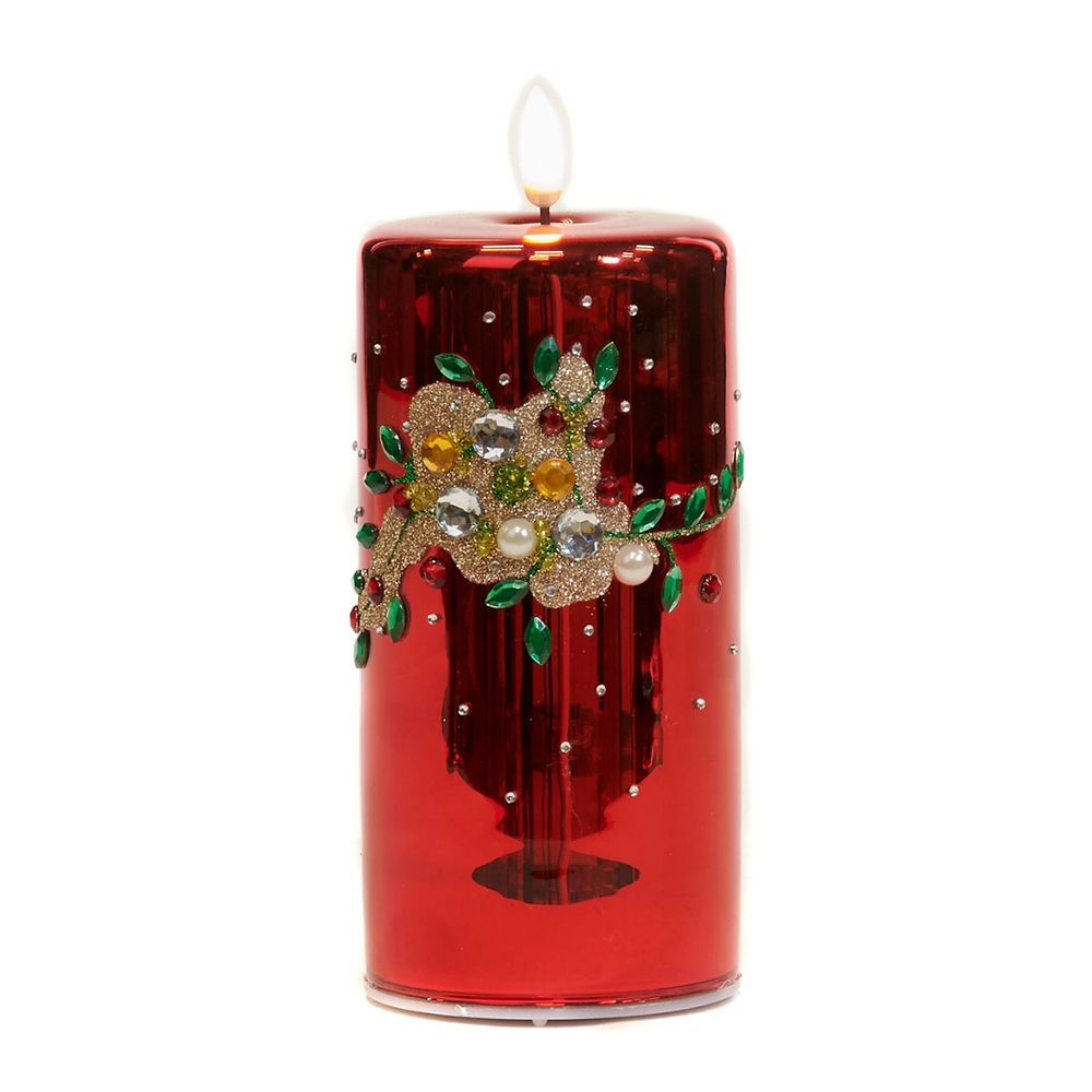 Autres décorations de Noël - LED GLSS XMAS JEWEL CANDLE RD batt.op 18CM - GOODWILL M&G