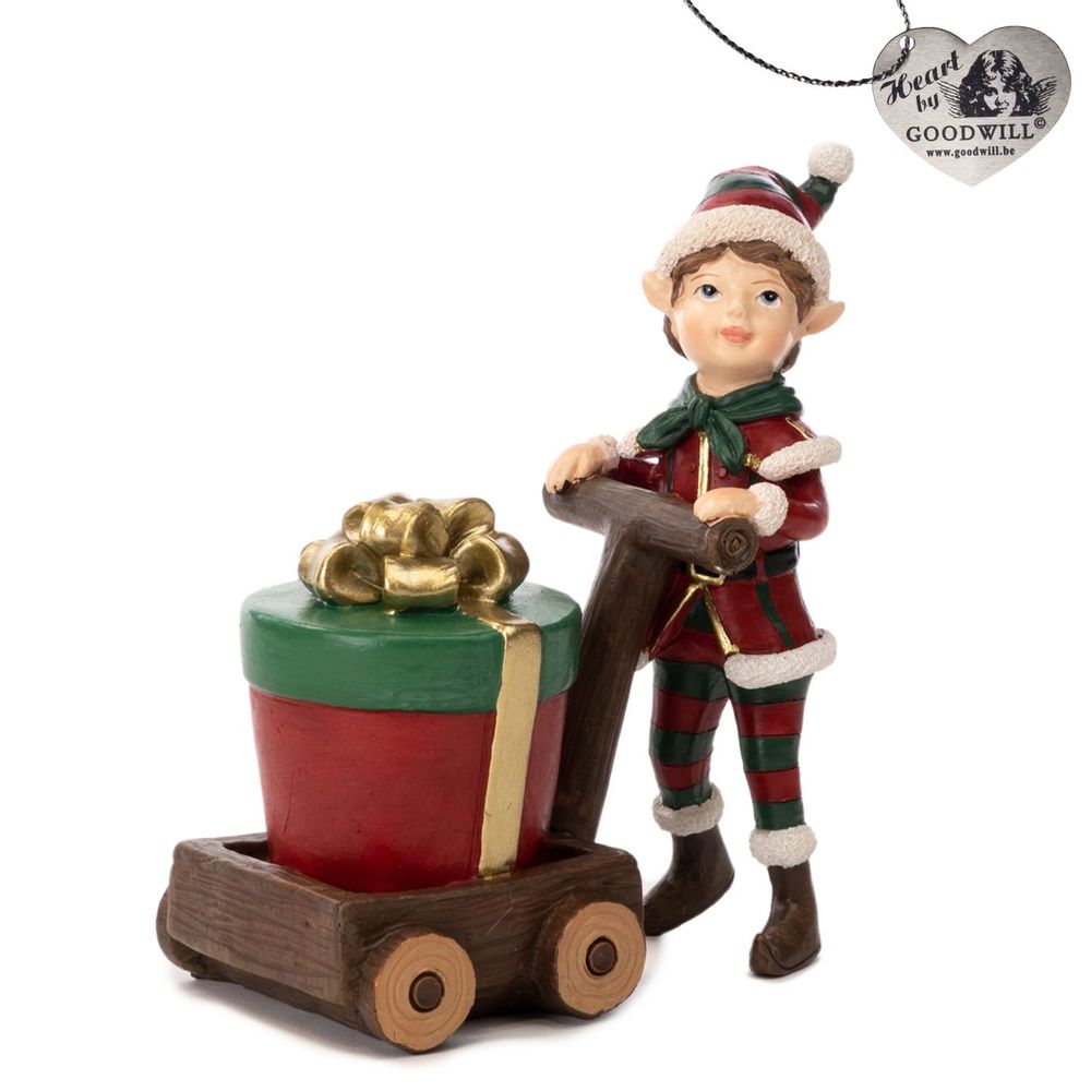 Other Christmas decorations - SANTA EXPRESS HELPER W/GIFT ON CART TT RD/GRN 17CM - GOODWILL M&G
