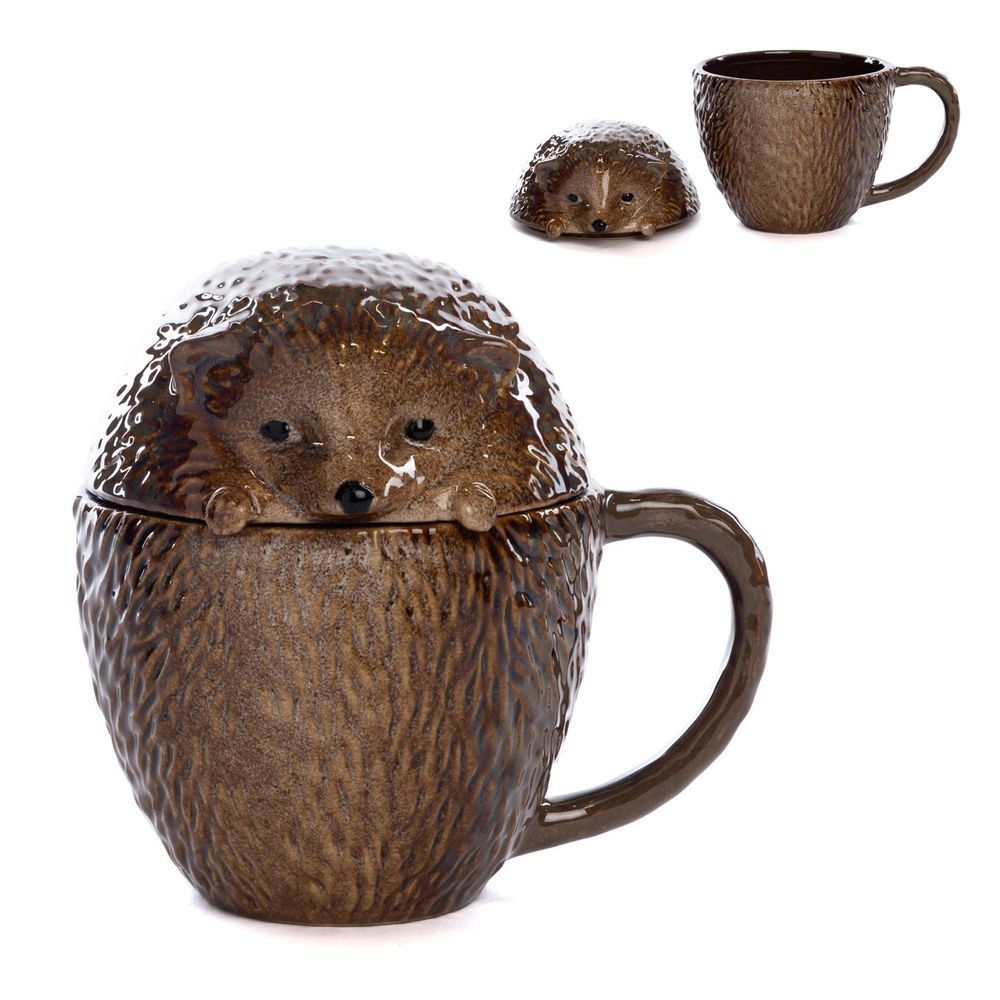 Other Christmas decorations - PORC.HEDGEHOG MUG W/COVER TT BRWN 15CM - GOODWILL M&G