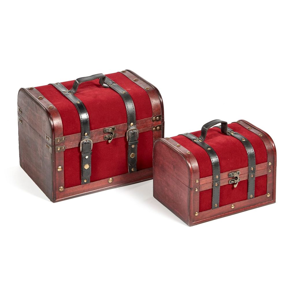 Other Christmas decorations - WD/VELV.TRUNK BOX SET/2 BURG 35/28CM - GOODWILL M&G