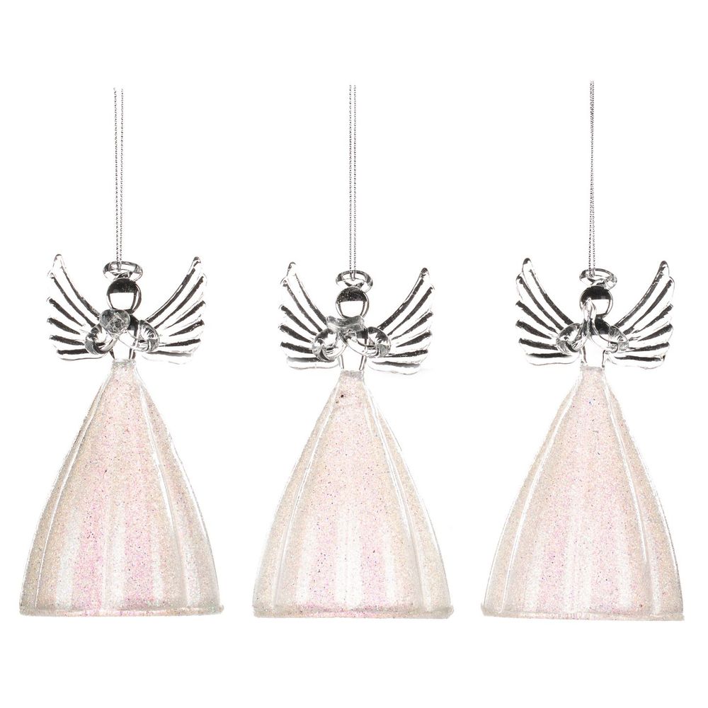 Ornaments - GLSS IR.GLT ANGEL ORN ASS/3 WH/CLR 12CM - GOODWILL M&G