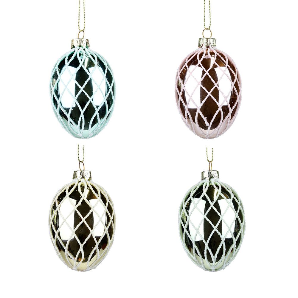 Ornaments - + GLSS GLT NET EGG ORN ASS/4 MULTI 9CM - GOODWILL M&G