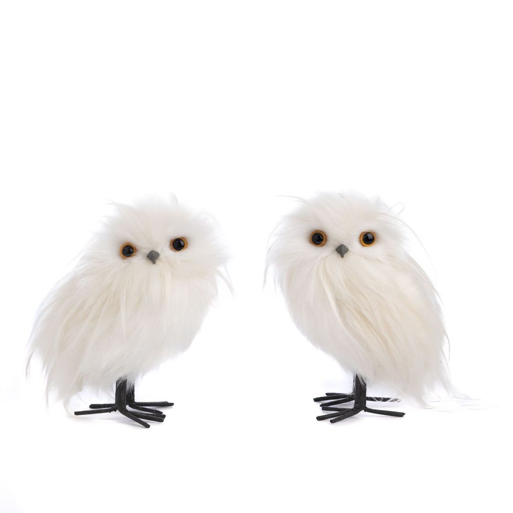 Other Christmas decorations - FURRY LONG HAIR OWL TT ASS/2 WH/CRM 15CM - GOODWILL M&G