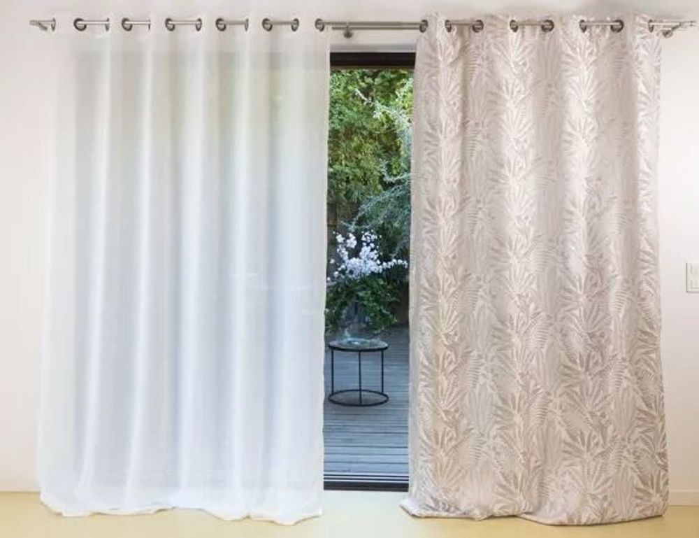 Rideaux et voilages - Voilage ROMA - Col Naturel - Panneau à oeillets - 200 x 260 cm - 100 % polyester - IPC DECO DELL'ARTE