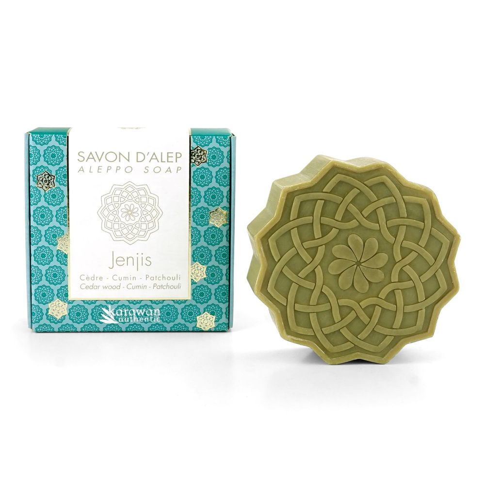 Gifts - ALEPPO SOAPS WITH WOODY FRAGRANCE - BOXES GILDED WITH HOT GOLD - JENJIS - KARAWAN AUTHENTIC