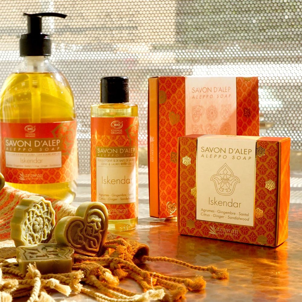 Gifts - ALEPPO SOAPS WITH CITRUS FLAVOR - BOXES GILDED WITH HOT GOLD - ISKENDAR - GIFT BOX - KARAWAN AUTHENTIC