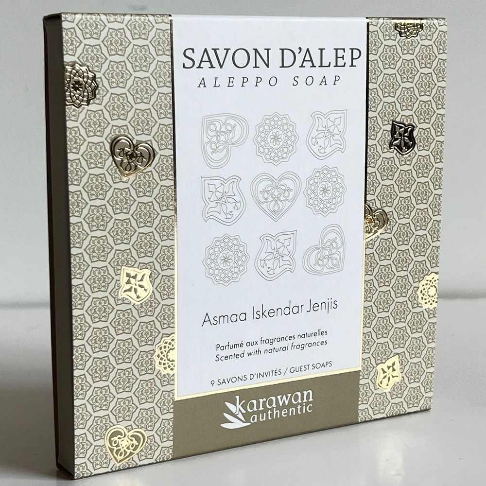 Cadeaux - SAVONS D'ALEP AUX 3 PARFUMS - ÉTUIS EN MÉTAL DORÉ À CHAUD - COFFRET CADEAU - KARAWAN AUTHENTIC