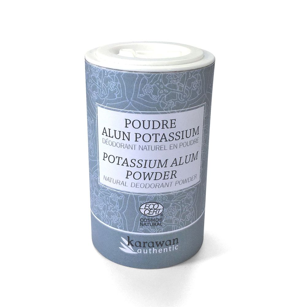 Cosmétiques - PIERRE NATURELLE D'ALUN POTASSIUM EN POUDRE - BOITE SALIÈRE 90G - KARAWAN AUTHENTIC