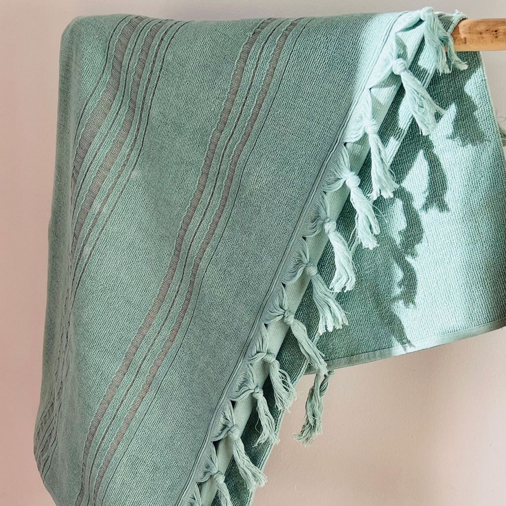 Bath towels - ORGANIC COTTON FOUTA - DOLCE COLLECTION - JADE COLOR - KARAWAN AUTHENTIC