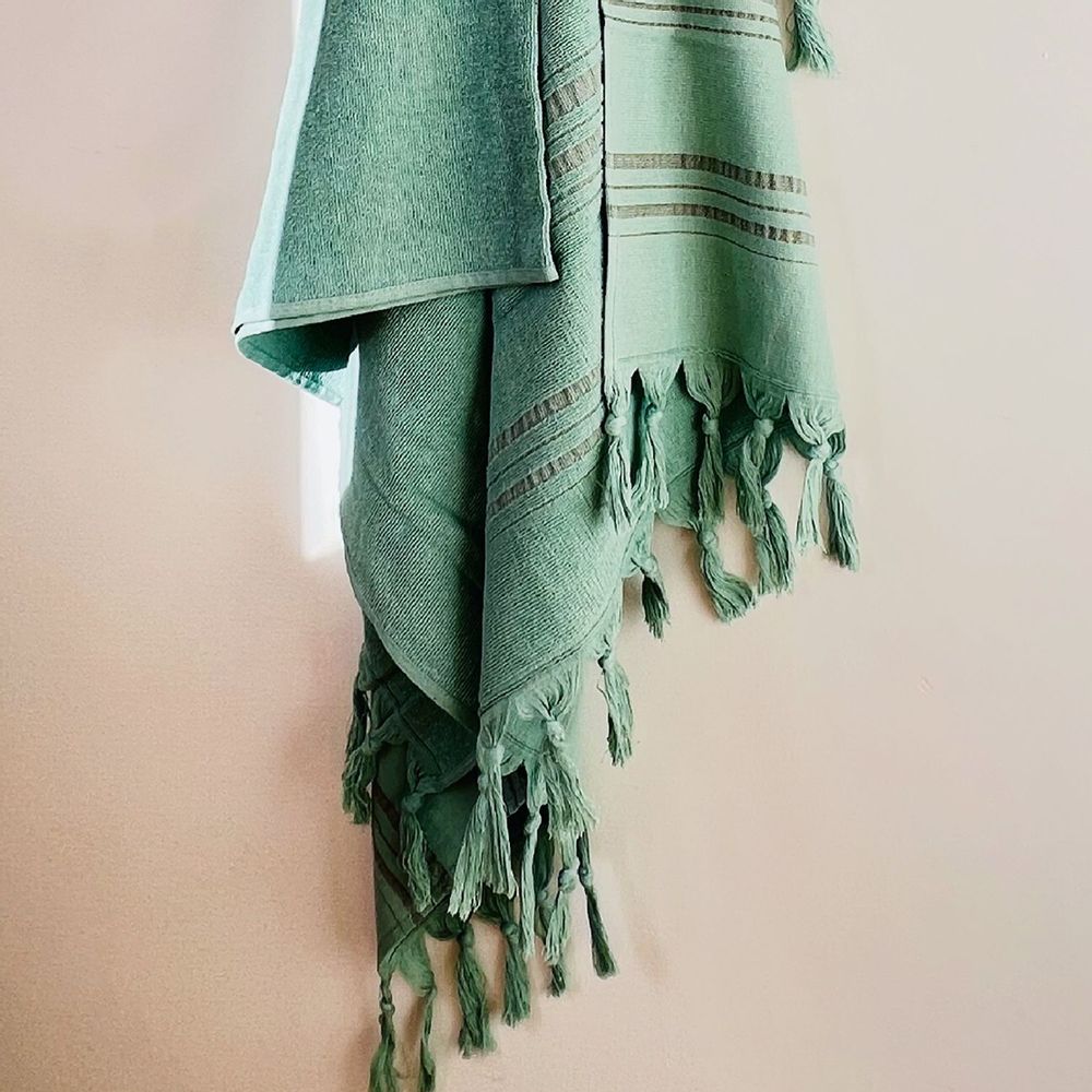 Bath towels - ORGANIC COTTON FOUTA - DOLCE COLLECTION - JADE COLOR - KARAWAN AUTHENTIC