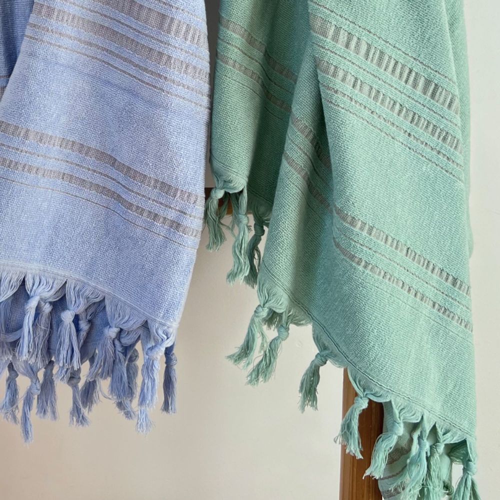 Bath towels - ORGANIC COTTON FOUTA - DOLCE COLLECTION - JADE COLOR - KARAWAN AUTHENTIC