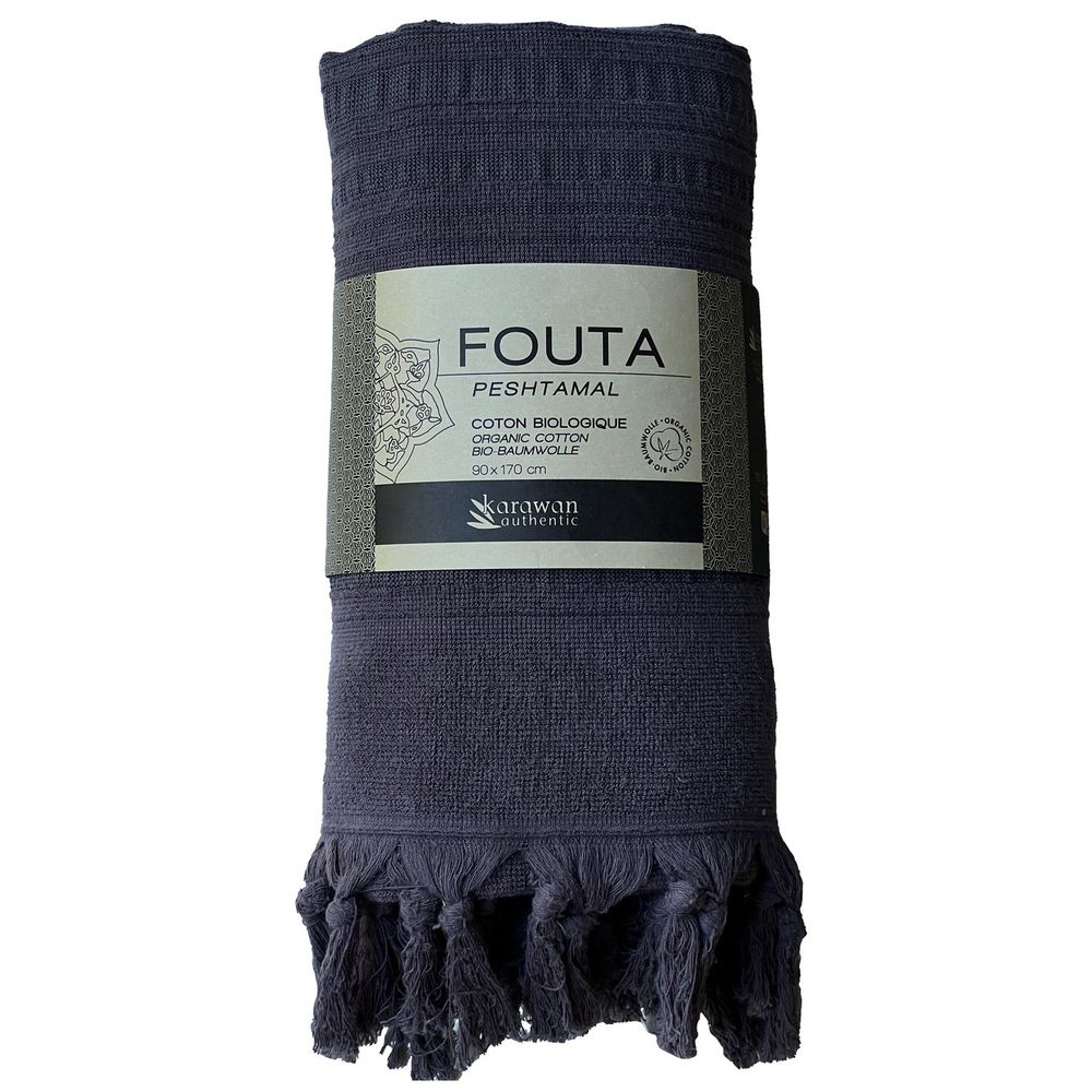 Serviettes de bain - FOUTA EN COTON BIOLOGIQUE - COLLECTION DOLCE - COULEUR ONYX - KARAWAN AUTHENTIC