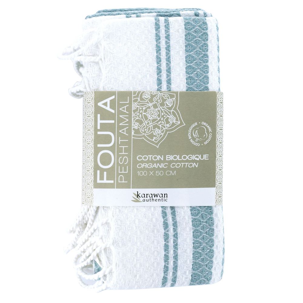 Serviettes de bain - FOUTA EN COTON BIOLOGIQUE - Collection WHITE SAND- Couleur BLANC & MIRAGE - KARAWAN AUTHENTIC
