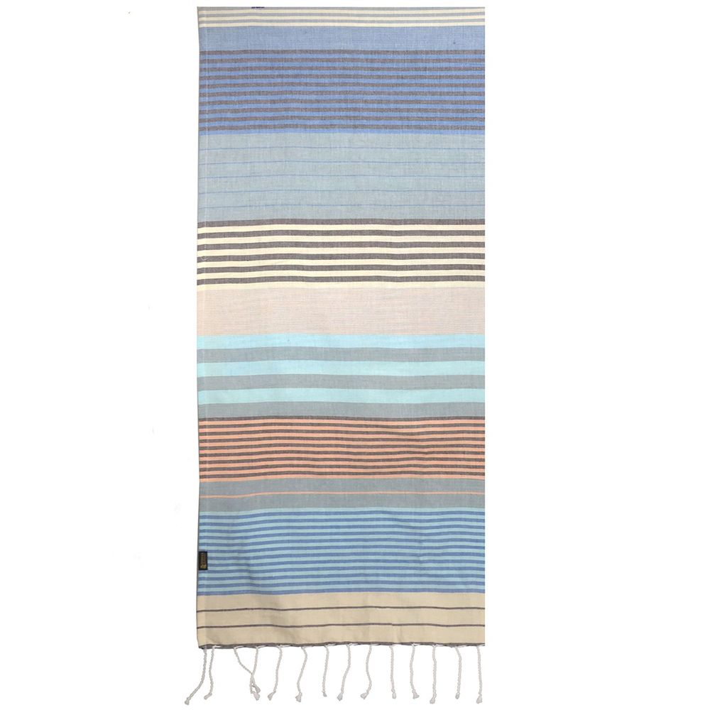 Serviettes de bain - FOUTA TISSÉE EN COTON BIOLOGIQUE - SUD - COULEUR WAVES - KARAWAN AUTHENTIC