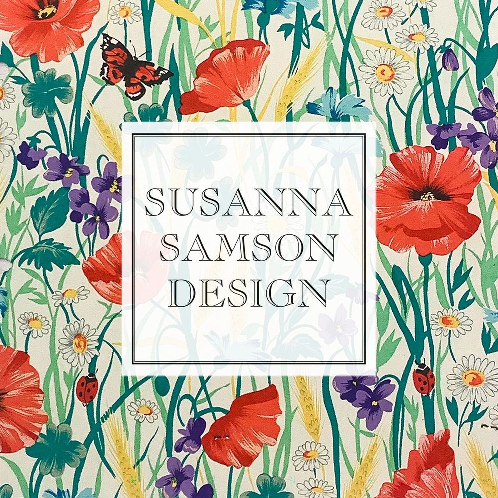 Design textile et surface - Aquarelle vintage peinte à la main Prairie d'été avec papillon - SUSANNA SAMSON DESIGN