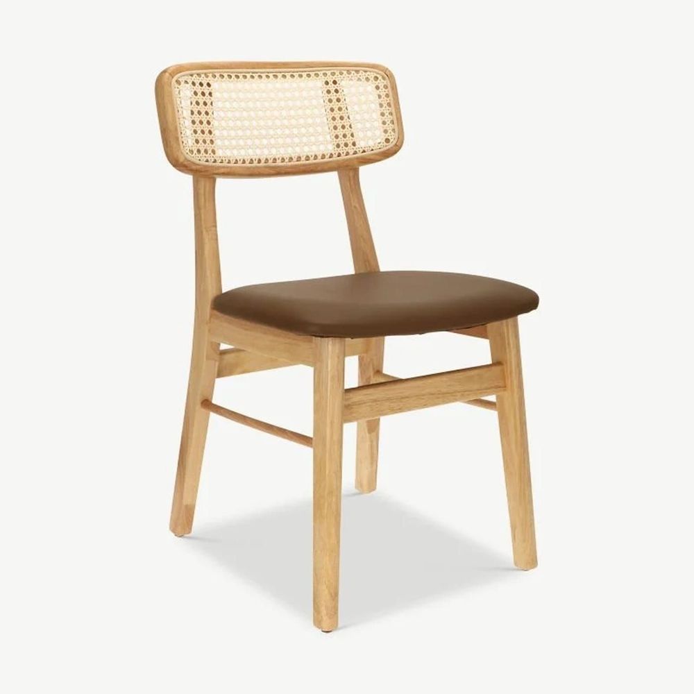 Chairs - Billy chair, rattan & brown PU leather - VIBORR