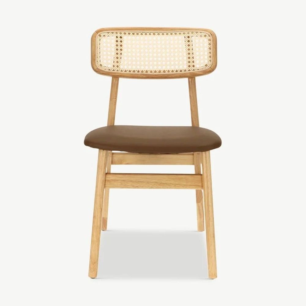 Chairs - Billy chair, rattan & brown PU leather - VIBORR