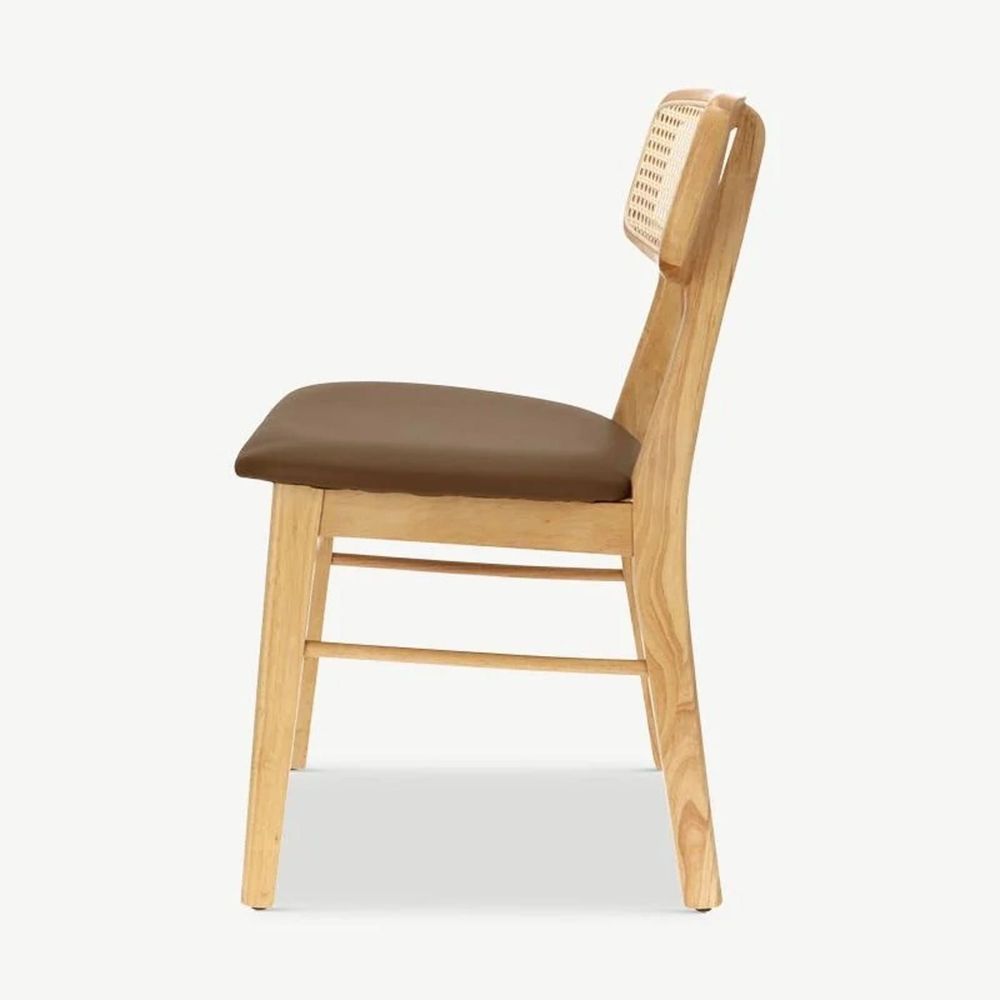 Chairs - Billy chair, rattan & brown PU leather - VIBORR