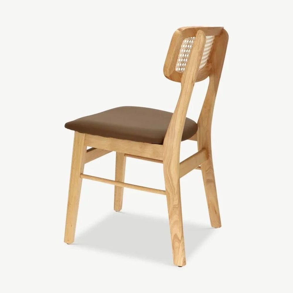 Chairs - Billy chair, rattan & brown PU leather - VIBORR