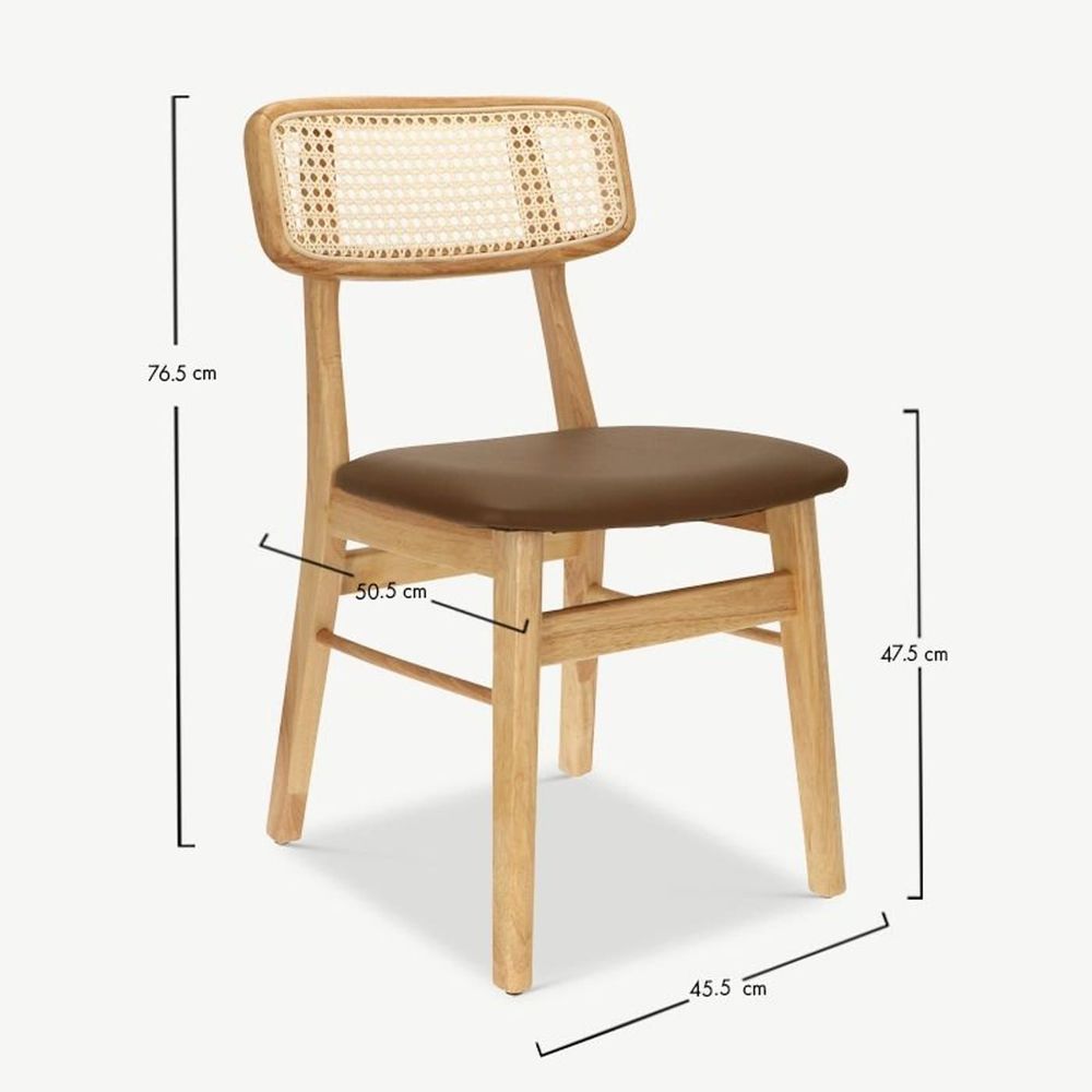 Chairs - Billy chair, rattan & brown PU leather - VIBORR