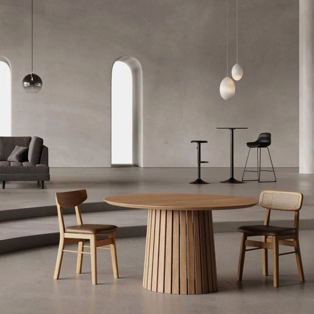 Chairs - Billy chair, rattan & brown PU leather - VIBORR