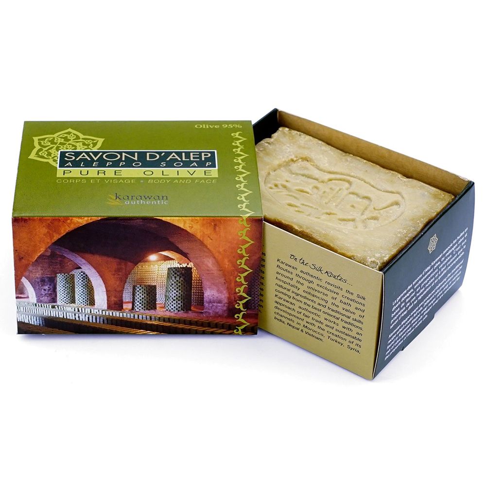 Soaps - ALEPPO SOAP PURE OLIVE 95% - IN BOX - KARAWAN AUTHENTIC