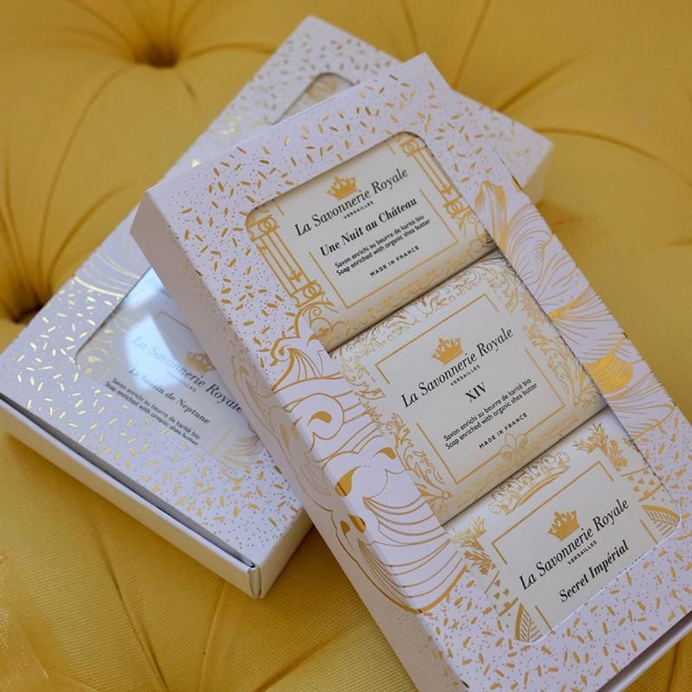 Savons - COFFRET 3 SAVONS N°2 (XIV, SECRET IMPERIAL, UNE NUIT AU CHÂTEAU) - LA SAVONNERIE ROYALE