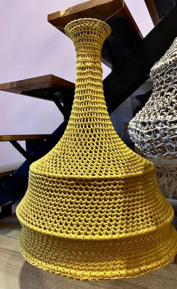 Autres fournitures bureau  - Luminaire  CHANDLER en fil de coton crocheté Hauteur 70 cm Diamètre 50 cm livré avec monture électrique - ADELE VAHN