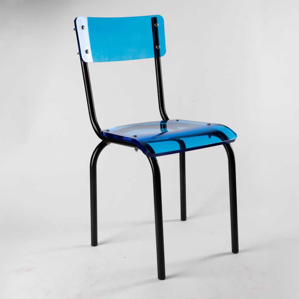 Chaises - Chaise verre acrylique coloré | Black Pop - LAURENT BADIER DESIGN