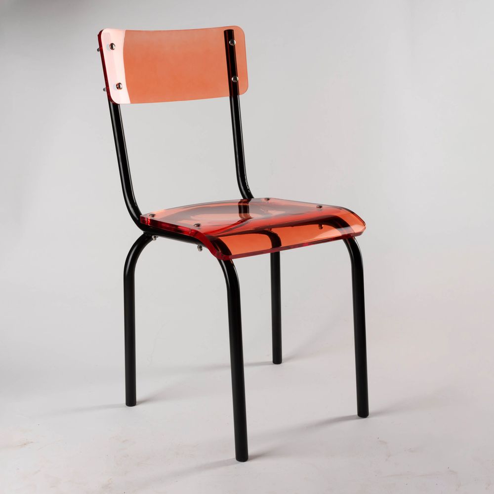Chaises - Chaise verre acrylique coloré | Black Pop - LAURENT BADIER DESIGN