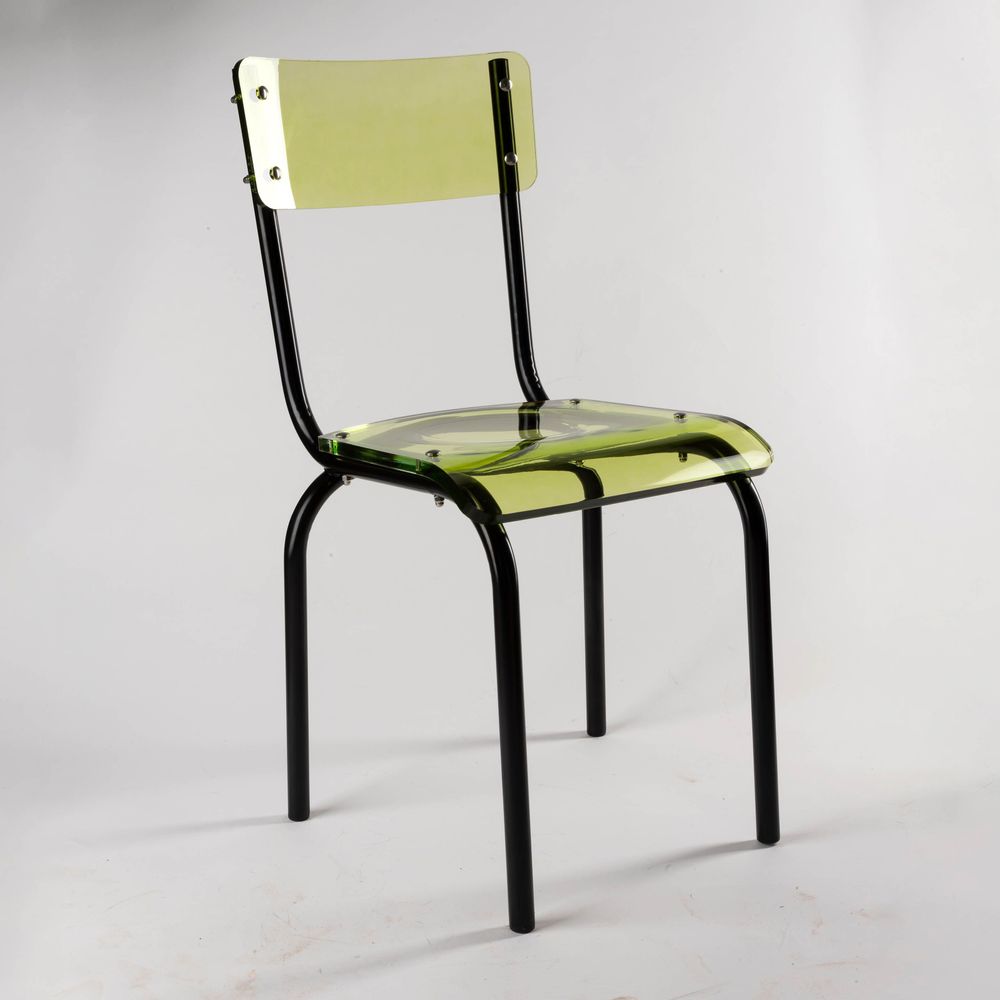 Chaises - Chaise verre acrylique coloré | Black Pop - LAURENT BADIER DESIGN