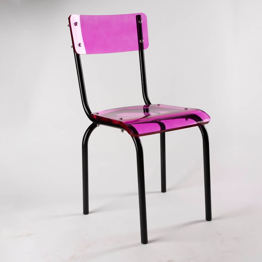 Chaises - Chaise verre acrylique coloré | Black Pop - LAURENT BADIER DESIGN