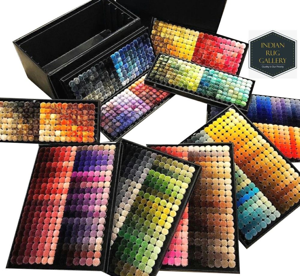 Tapis sur-mesure - Échantillons de tapis gratuits, Color Poms Boxes Pack, le tapis person - INDIAN RUG GALLERY