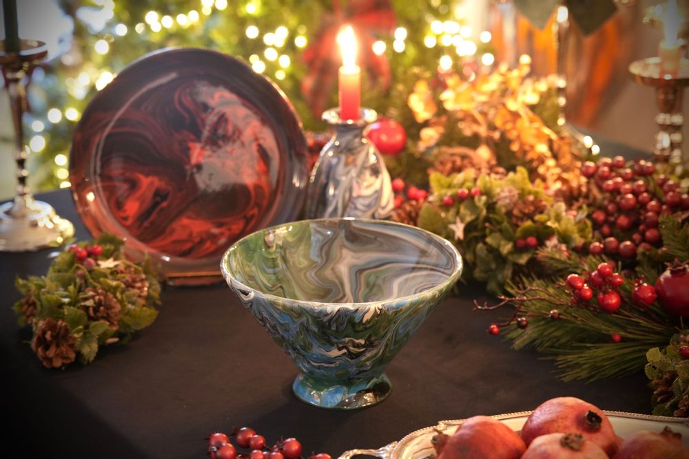 Platter and bowls - Christmas fruit bowl and gift decor - IOM INES-OLYMPE MERCADAL