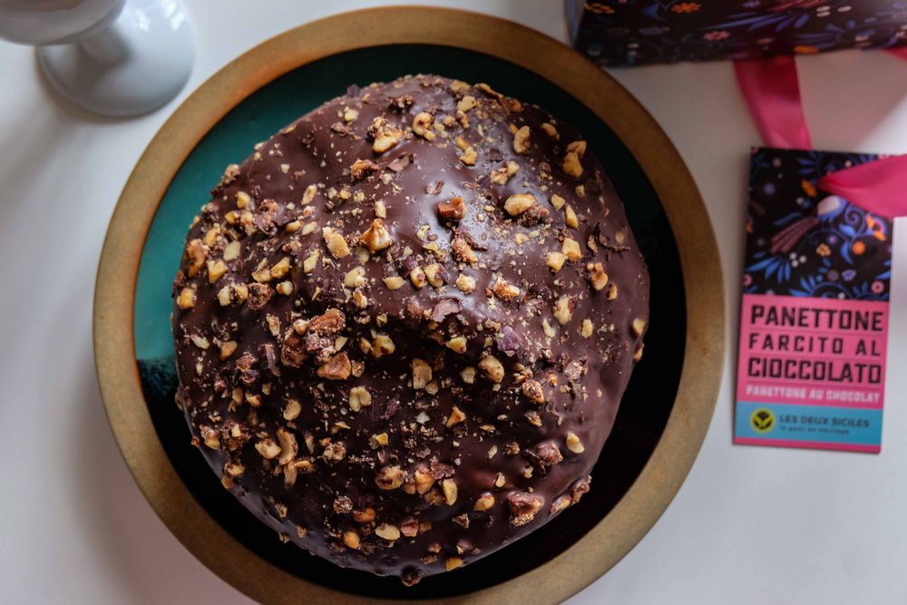 Delicatessen - Artisan panettone with chocolate cream, 500 gr - LES DEUX SICILES