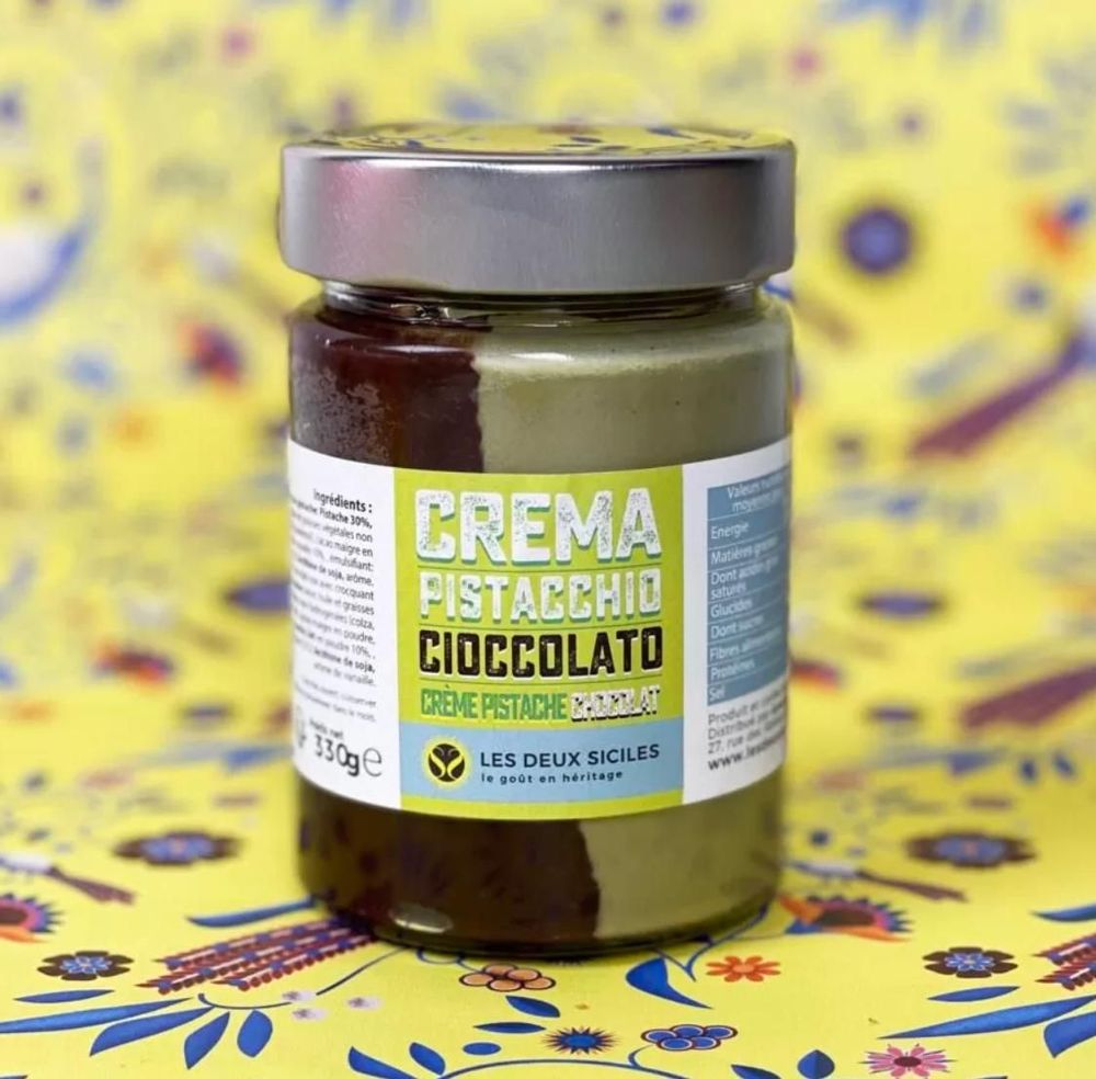 Candy - Pistachio and Dark Chocolate Duo Cream, 330 gr - LES DEUX SICILES
