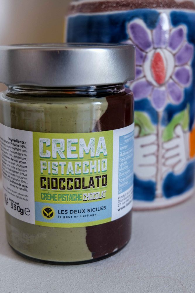 Candy - Pistachio and Dark Chocolate Duo Cream, 330 gr - LES DEUX SICILES