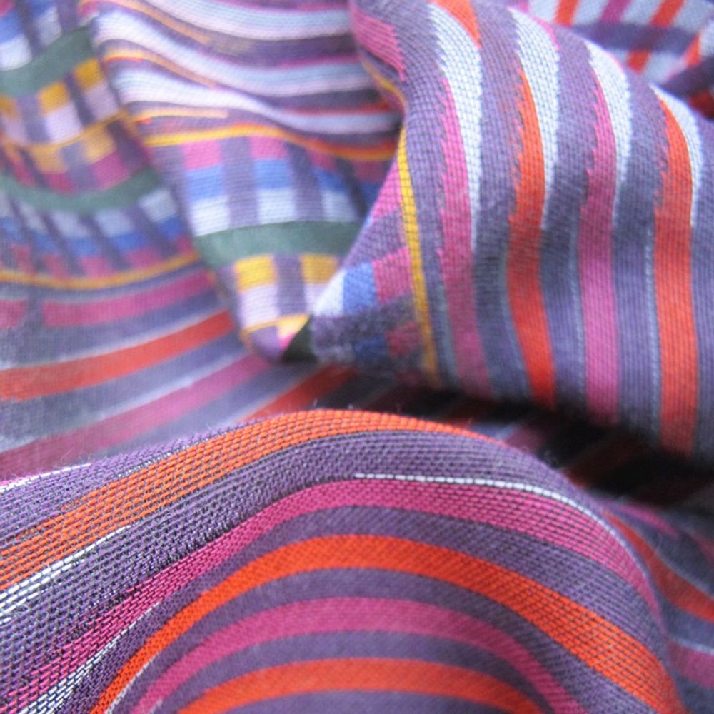 Plaids - Écharpe Maxi Coton Soie - Cinétique - violet multicolore - SOPHIE GUYOT SILKS