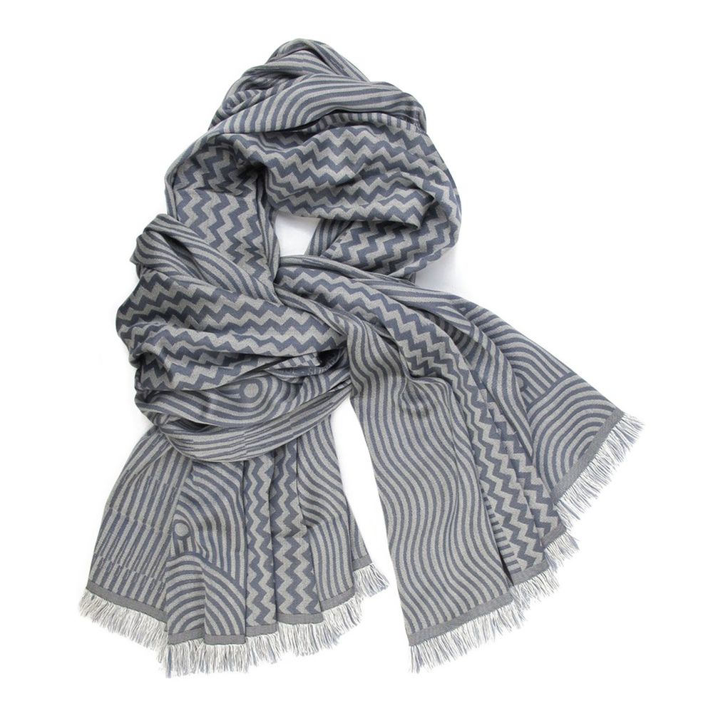 Throw blankets - Silk wool maxi scarf - kinetic - flour gray - SOPHIE GUYOT SILKS
