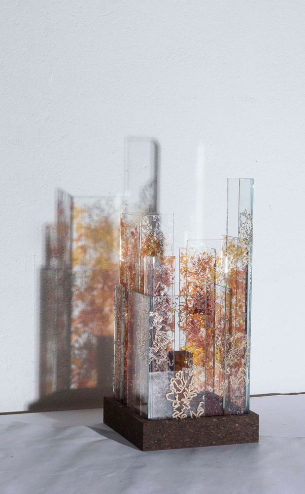Lampes à poser - Luminaire d'ambiance . NEW-YORK . M . Collection Skyline - AURORE BOUTER GLASS ART