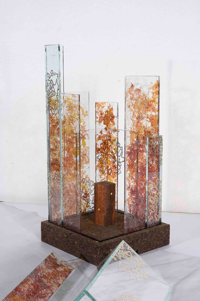 Lampes à poser - Luminaire d'ambiance . NEW-YORK . M . Collection Skyline - AURORE BOUTER GLASS ART