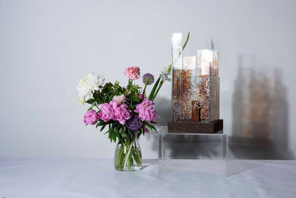 Lampes à poser - Luminaire d'ambiance . NEW-YORK . M . Collection Skyline - AURORE BOUTER GLASS ART
