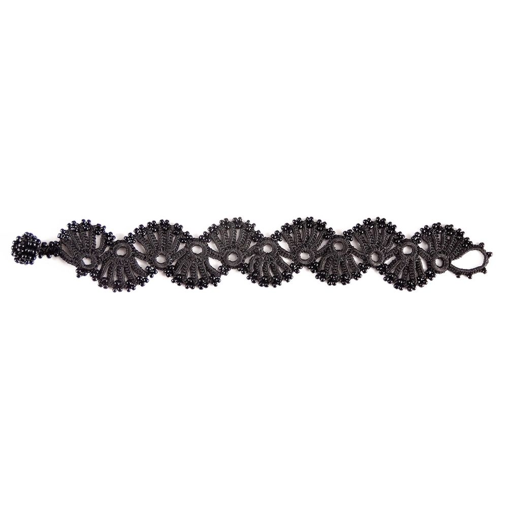 Bracelets - BRACELET TEXTILE EN DENTELLE "YELIN" - NOIR CARBONE - KARAWAN AUTHENTIC