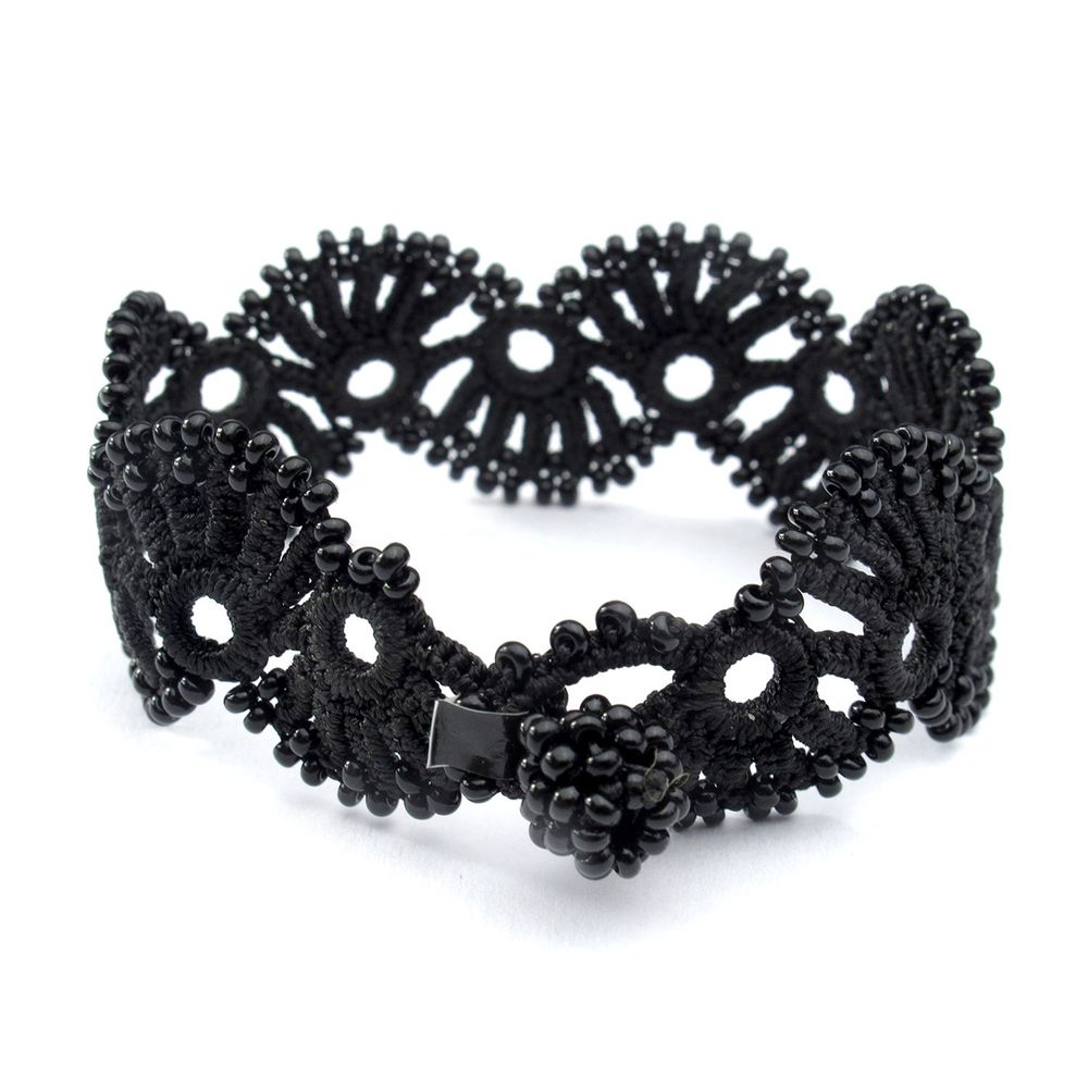 Bracelets - BRACELET TEXTILE EN DENTELLE "YELIN" - NOIR CARBONE - KARAWAN AUTHENTIC