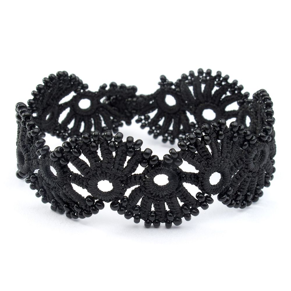 Bracelets - BRACELET TEXTILE EN DENTELLE "YELIN" - NOIR CARBONE - KARAWAN AUTHENTIC
