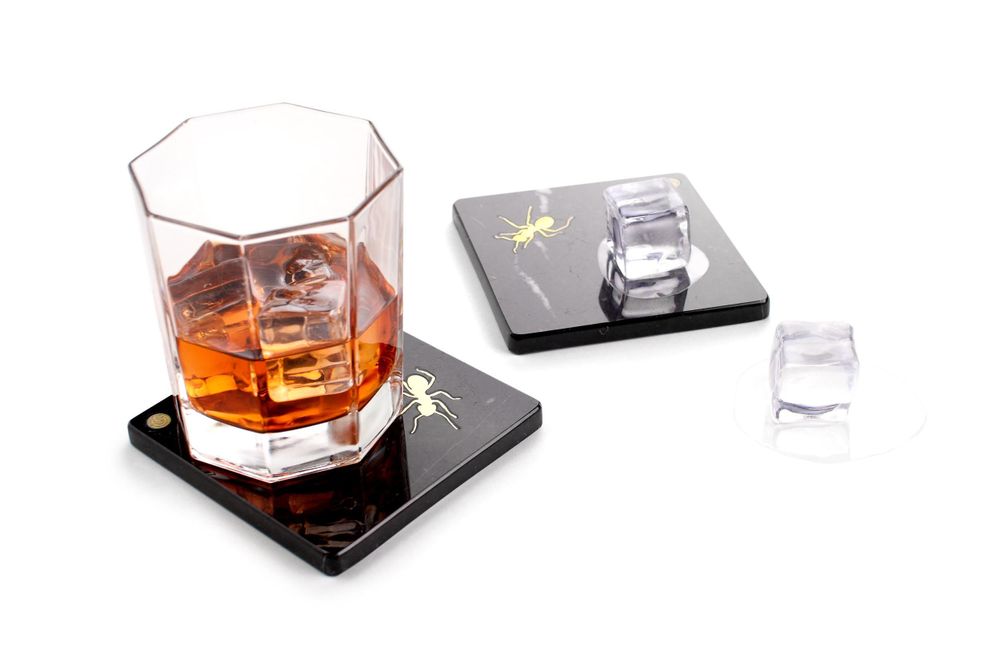 Platter and bowls - Square Coasters Ants in marquina marble - ATELIER BARBERINI & GUNNELL