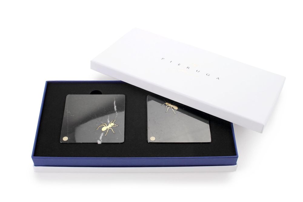 Platter and bowls - Square Coasters Ants in marquina marble - ATELIER BARBERINI & GUNNELL