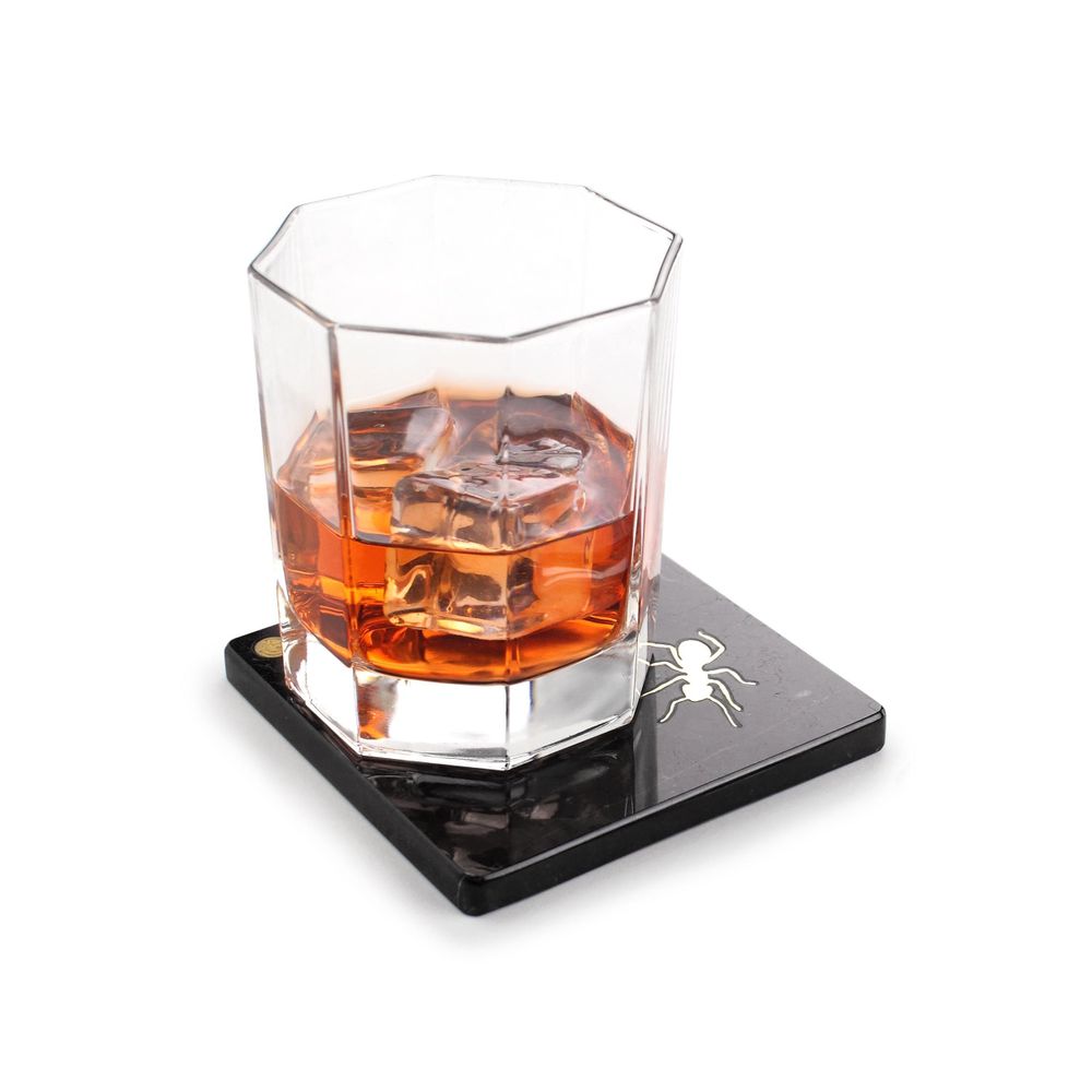 Platter and bowls - Square Coasters Ants in marquina marble - ATELIER BARBERINI & GUNNELL